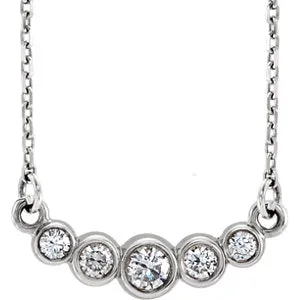 14K White Graduated Bezel-Set 1/5 CTW Diamond 16-18" Necklace
