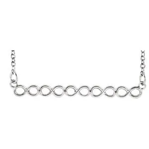 14K White Infinity-Inspired 16-18" Bar Necklace