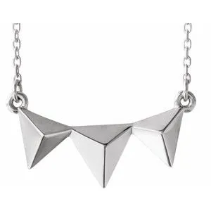 14K White Pyramid 16-18" Necklace