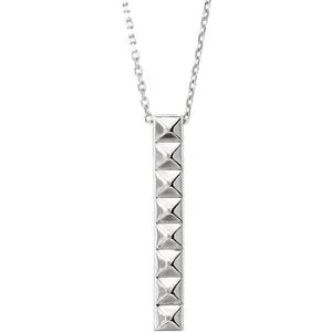 14K White Pyramid Bar 24" Necklace