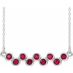 14K White Ruby Bezel-Set Bar 16-18" Necklace