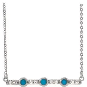 14K White Turquoise & 1/8 CTW Diamond Bar 18" Necklace