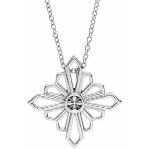 14K White Vintage-Inspired Geometric 16-18" Necklace