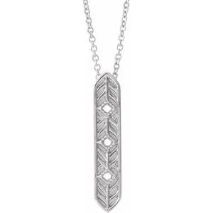 14K White Vintage-Inspired Vertical Bar 18" Necklace