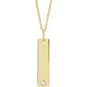 14K Yellow .03 CT Diamond Bar 16-18" Necklace