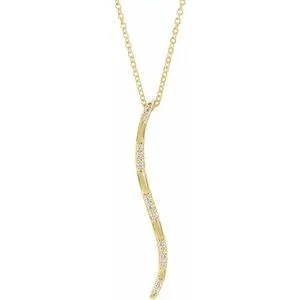 14K Yellow .07 CTW Diamond Freeform Vertical Bar 16-18" Necklace