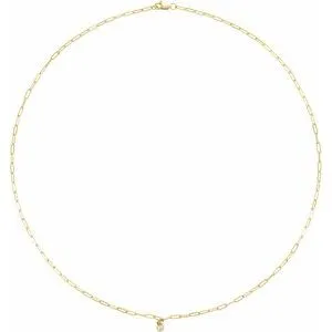 14K Yellow 1/10 CT Natural Diamond Micro Bezel-Set 16" Necklace