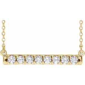 14K Yellow 1/2 CTW Natural Diamond French-Set Bar 18" Necklace