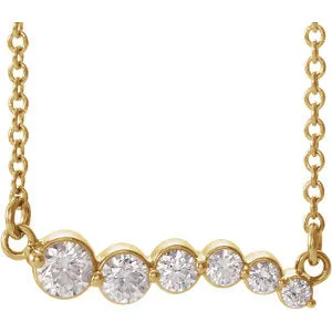 14K Yellow 1/4 CTW Diamond Graduated 16" Necklace