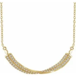 14K Yellow 1/4 CTW Diamond Twisted Bar 16-18" Necklace