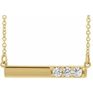 14K Yellow 1/5 CTW Diamond Bar 16-18" Necklace