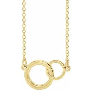 14K Yellow 15.5x9.7 mm Interlocking Circle 16-18" Necklace