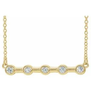 14K Yellow 1/6 CTW Diamond Bezel-Set Bar 18" Necklace
