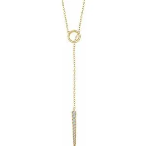 14K Yellow 1/6 CTW Diamond Circle & Bar "Y" 16-18" Necklace