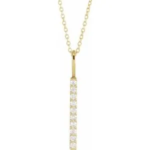 14K Yellow 1/6 CTW Natural Diamond Vertical Bar 16-18" Necklace