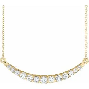 14K Yellow 3/4 CTW Lab-Grown Diamond French-Set Bar 18" Necklace