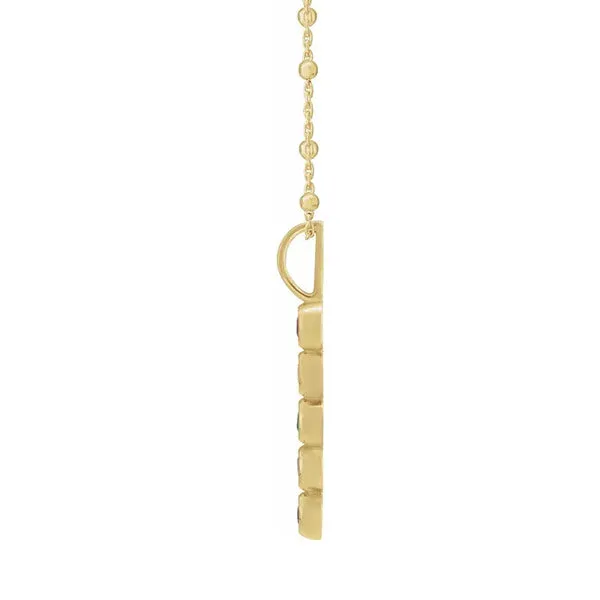 14K Yellow 5-Stone Family Bar 18" Necklace Mounting Base