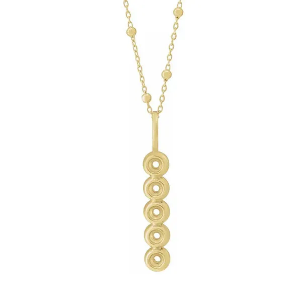14K Yellow 5-Stone Family Bar 18" Necklace Mounting Base