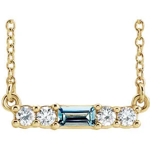 14K Yellow Aquamarine & 1/5 CTW Diamond 16" Necklace