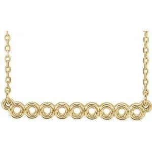 14K Yellow Circle Bar 16"-18" Necklace