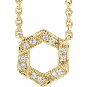 14K Yellow Gold .06 CTW Natural Diamond Geometric 16-18" Necklace