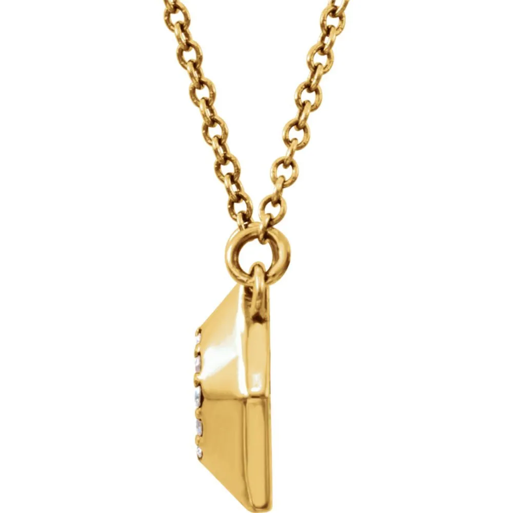 14k Yellow Gold .08 CTW Diamond Geometric 16.5" Necklace