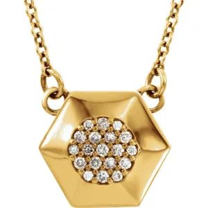 14k Yellow Gold .08 CTW Diamond Geometric 16.5" Necklace