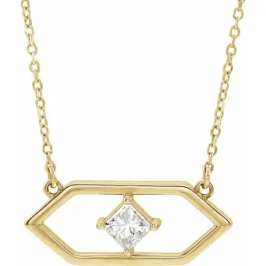 14K Yellow Gold 1/4 CTW Natural Diamond Geometric 18" Necklace