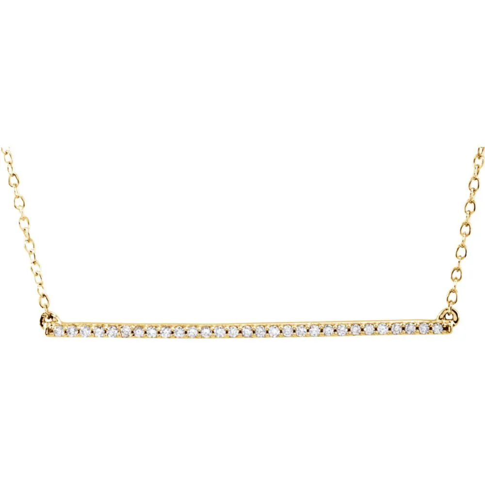 14k Yellow Gold 1/6 CTW Diamond Bar 16-18" Necklace