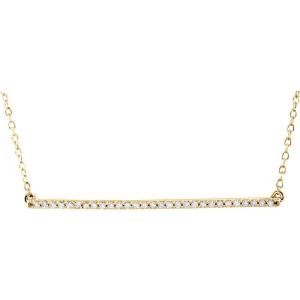 14k Yellow Gold 1/6 CTW Diamond Bar 16-18" Necklace
