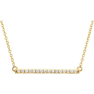 14k Yellow Gold 1/6 CTW Diamond Bar 18" Necklace