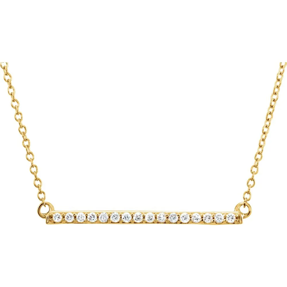 14k Yellow Gold 1/6 CTW Diamond Bar 18" Necklace
