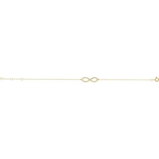 14K Yellow Gold 1/6 CTW Natural Diamond Infinity-Inspired 7-8" Bracelet