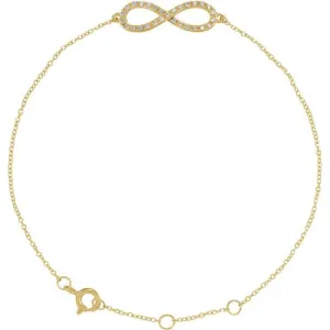 14K Yellow Gold 1/6 CTW Natural Diamond Infinity-Inspired 7-8" Bracelet