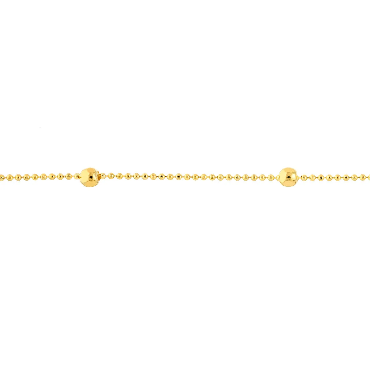 14K Yellow Gold 2mm Diamond Cut Bead Station Anklet