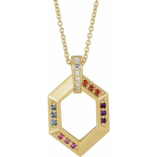 14K Yellow Gold 4-Stone Groups Family 16-18" Necklace Mounting