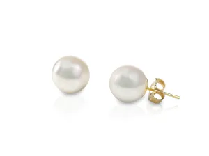 14K Yellow Gold 5.75mm Aa Cultured Pearl Earrings