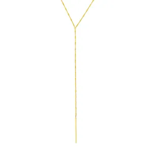 14K Yellow Gold Bead and Bar Lariat Adjustable Necklace