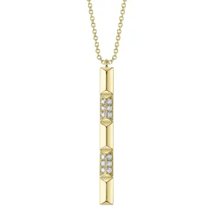 14K Yellow Gold Diamond Geometric Bar Necklace