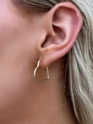 14K Yellow Gold Heart Hoop Earrings*