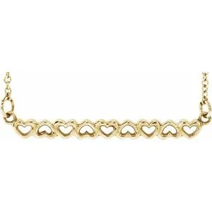 14K Yellow Heart Bar 16-18" Necklace