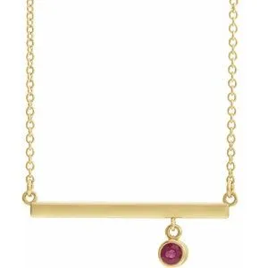 14K Yellow Ruby Bezel-Set 18" Bar Necklace