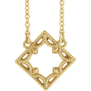 14K Yellow Vintage-Inspired Geometric 16" Necklace