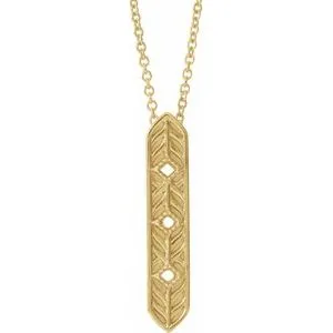 14K Yellow Vintage-Inspired Vertical Bar 16" Necklace