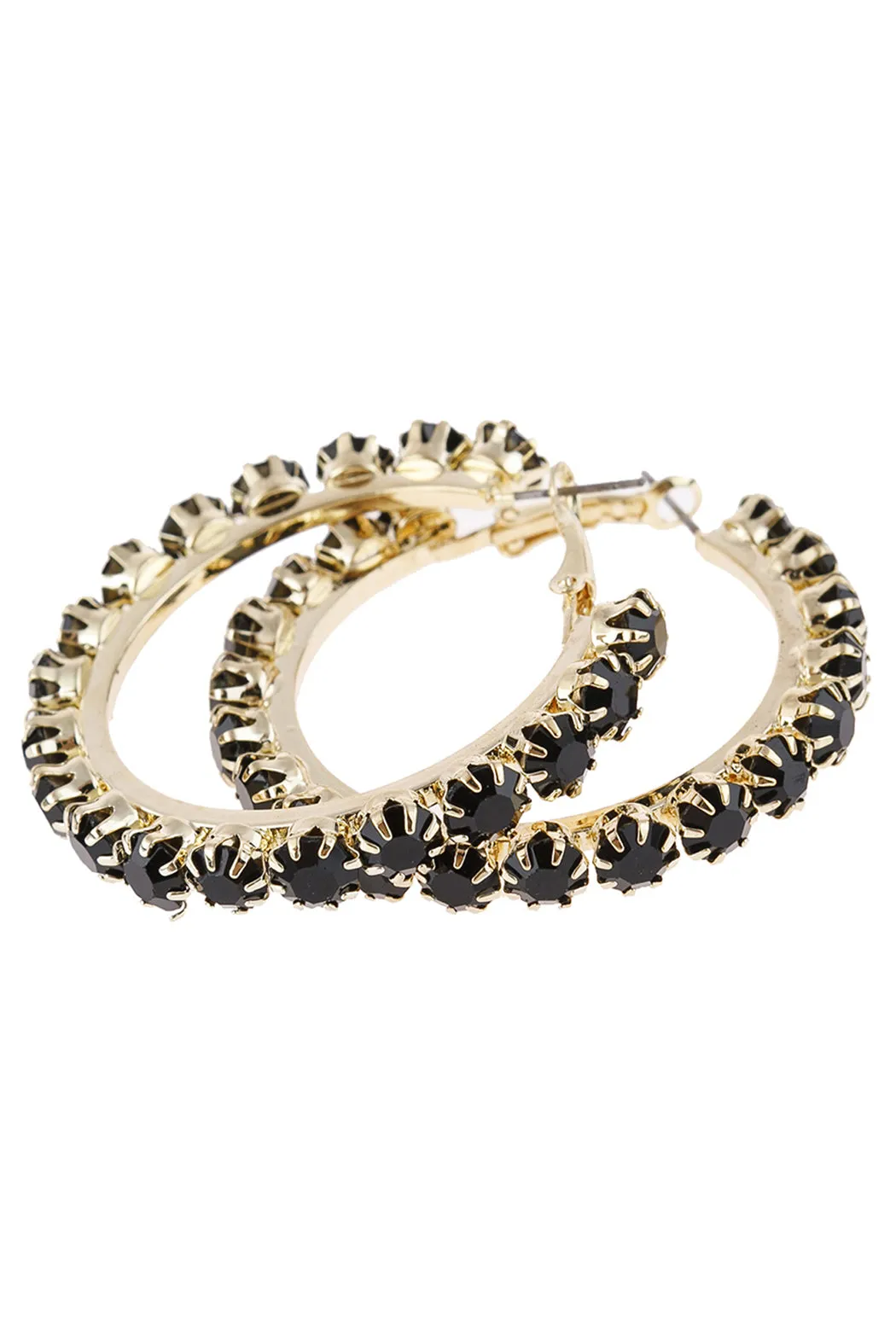 1.75" CRYSTAL BEADS HOOP EARRINGS