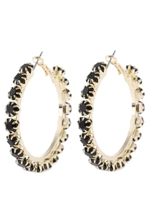 1.75" CRYSTAL BEADS HOOP EARRINGS