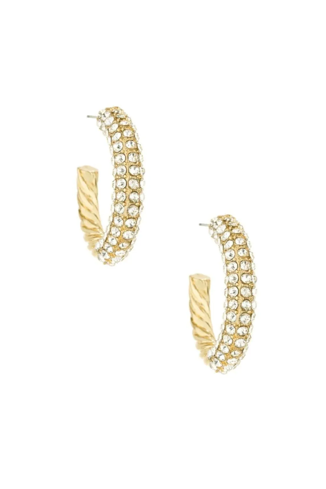18k Crystal Twist Hoop Earrings