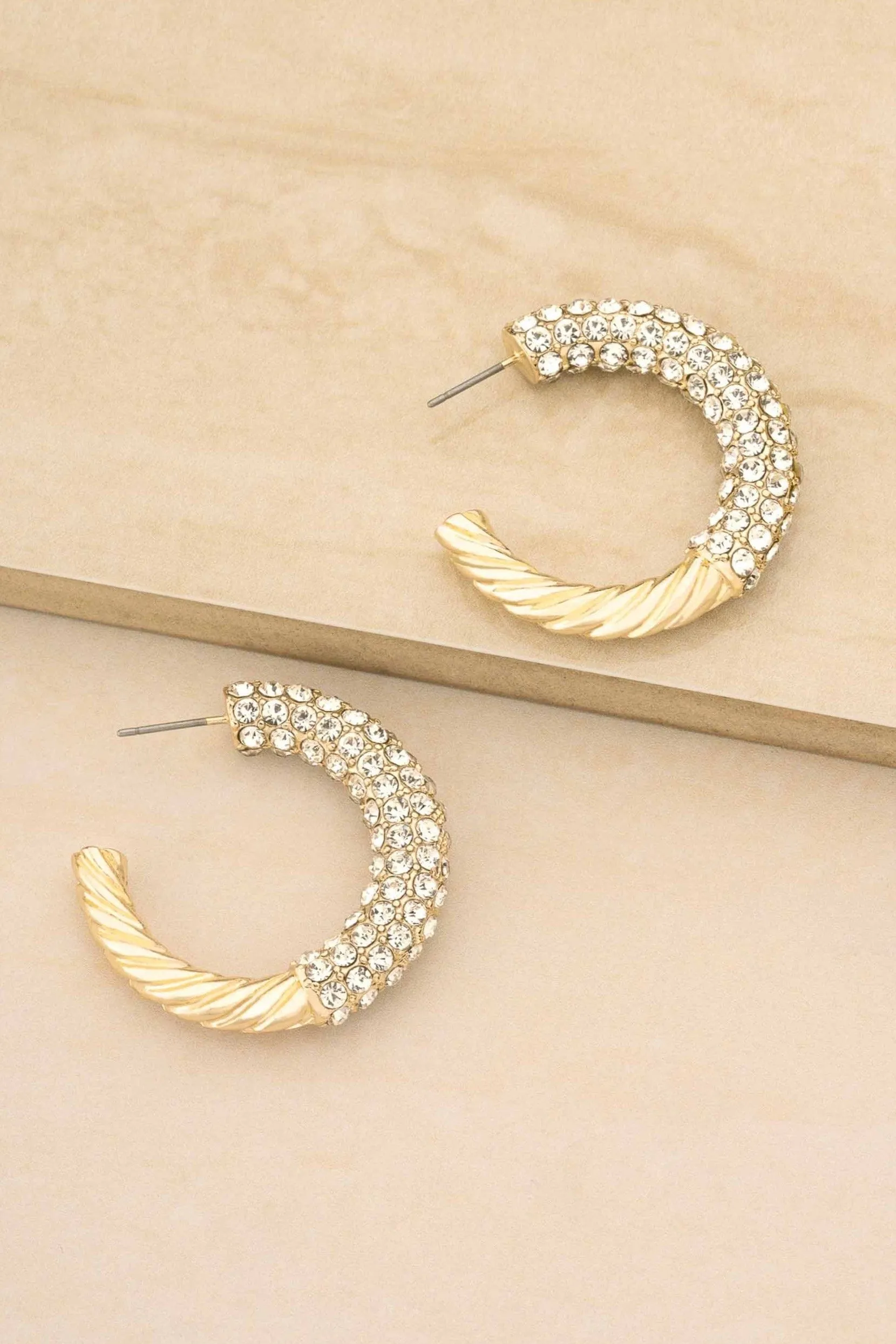 18k Crystal Twist Hoop Earrings
