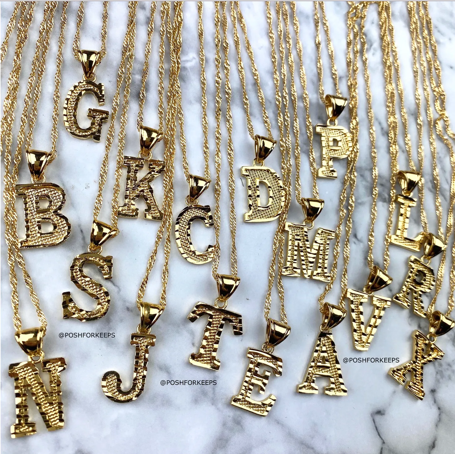 18K GOLD BLOCK INITIAL NECKLACE