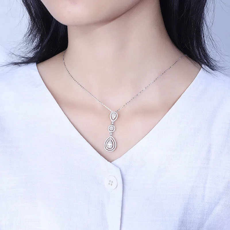 18K Gold Pear-shaped Teardrop Pendant Necklace Exclusively Handcrafted 1.05 Carat Natural Diamond (H-F Color, VS1-VS2 Clarity)